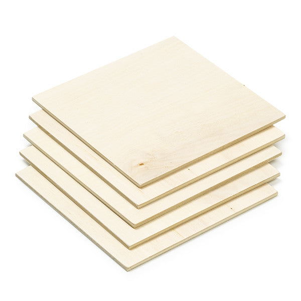 Poplar wood plates 150mm x 150mm x 4mm, 5-pack (123-3D version)