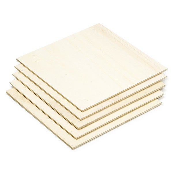 Poplar wood plates 200mm x 200mm x 4mm, 5-pack (123-3D version)