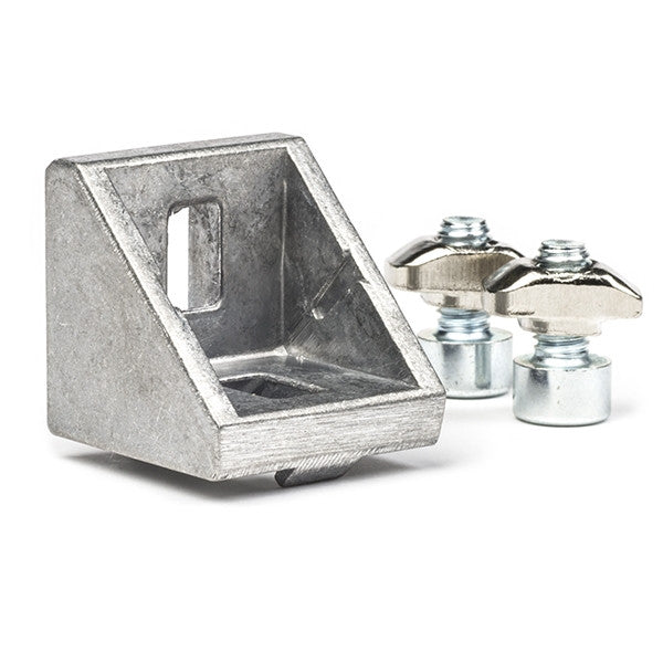 Aluminium corner bracket for 3030 extrusion profile including mounting materials (123-3D brand)