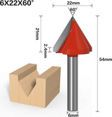 Two Trees V-Groove Cutter 60°, 6 x 22 x 60 mm