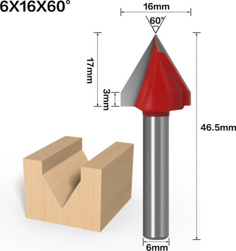Two Trees V-Groove Cutter 60°, 6 x 16 x 60 mm