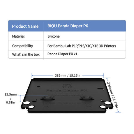 BIQU Panda Diaper Waste Pads Reusable Easy Clean Full Coverage for Bambu Lab X1/P1