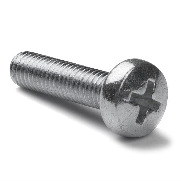 Zinc-plated metal round head screw, M6 x 30mm (50-pack)
