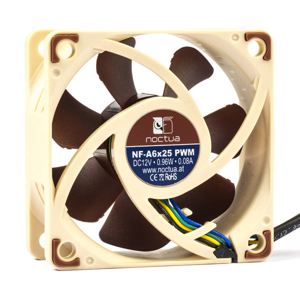 Noctua NF-A6x25 4-pin axial 12V PWM fan, 60mm x 60mm x 25mm