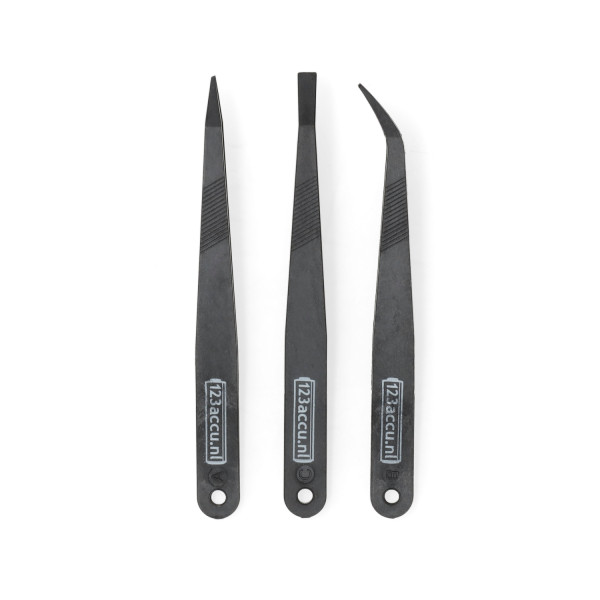 3-in-1 non-conductive anti-static tweezer set (123accu house brand) ADR00287 - 3