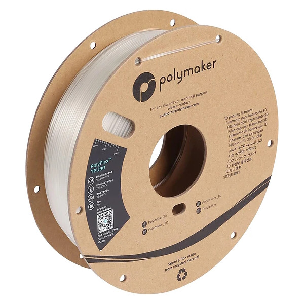 Polymaker PolyFlex TPU-90A filament 1.75 mm Clear 0.75 kg PD02004 DFP14369 - 1