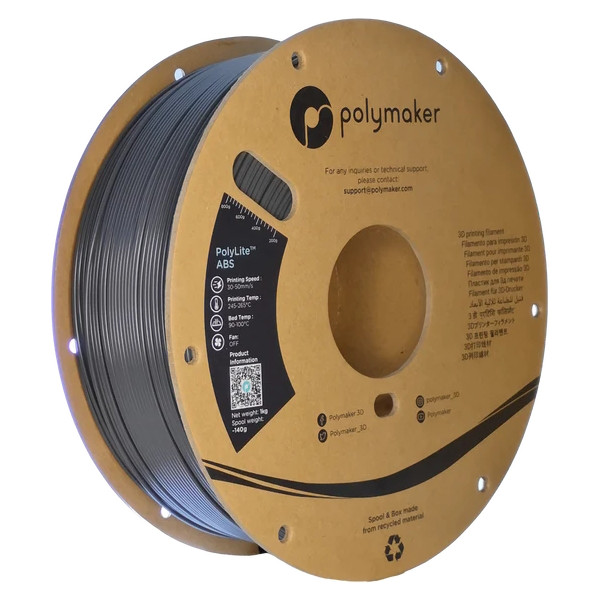 Polymaker PolyLite ABS filament 1.75 mm Dark Gray 1 kg PE01028 DFP14272 - 1
