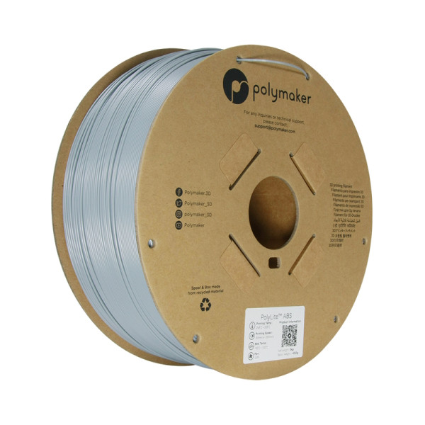 Polymaker PolyLite ABS filament 1.75 mm Gray 3 kg PE01024 DFP14275 - 1