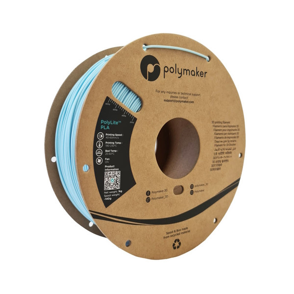 Polymaker PolyLite PLA filament 1.75 mm Sky Blue 1 kg PA02048 DFP14305 - 1