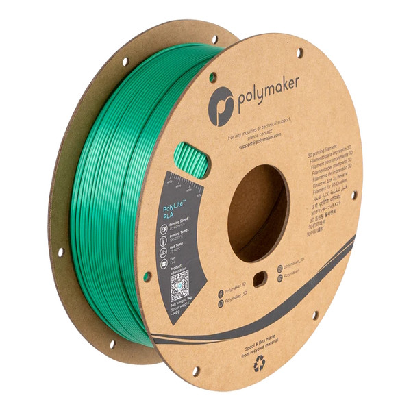 Polymaker PolyLite Silk PLA filament 1.75 mm Green 1 kg PA03011 DFP14327 - 1