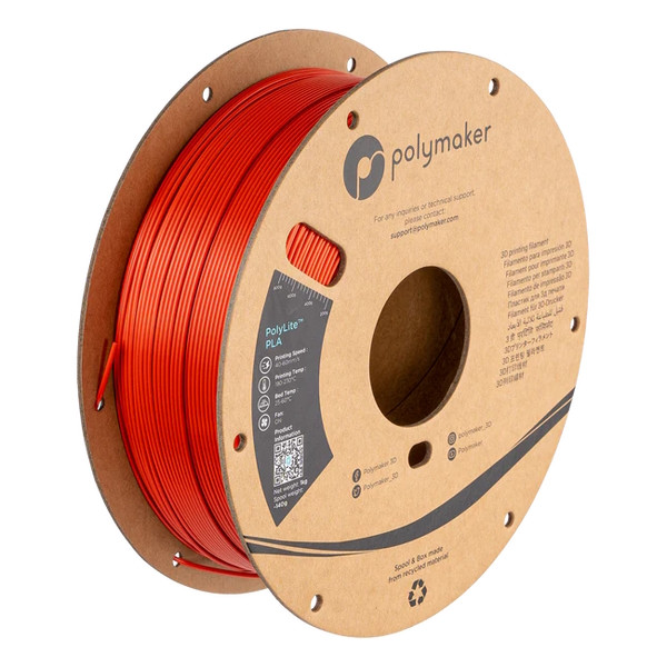 Polymaker PolyLite Silk PLA filament 1.75 mm Red 1 kg PA03019 DFP14324 - 1
