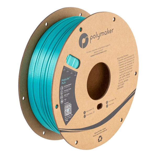 Polymaker PolyLite Silk PLA filament 1.75 mm Teal 1 kg PA03018 DFP14328 - 1