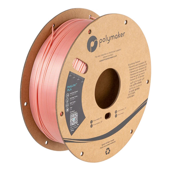 Polymaker PolyLite Silk PLA filament 1.75mm Pink 1 kg PA03014 DFP14330 - 1