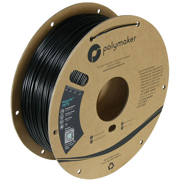 Polymaker PolyLite black PETG filament 1.75mm, 1kg DFP14194 - 1