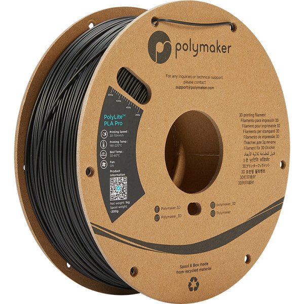 Polymaker PolyLite black PLA Pro filament 1.75mm, 1kg DFP14249 - 1