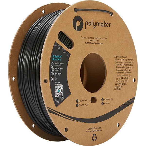 Polymaker PolyLite black PLA Pro filament 2.85mm, 1kg PA07013 DFP14250 - 1