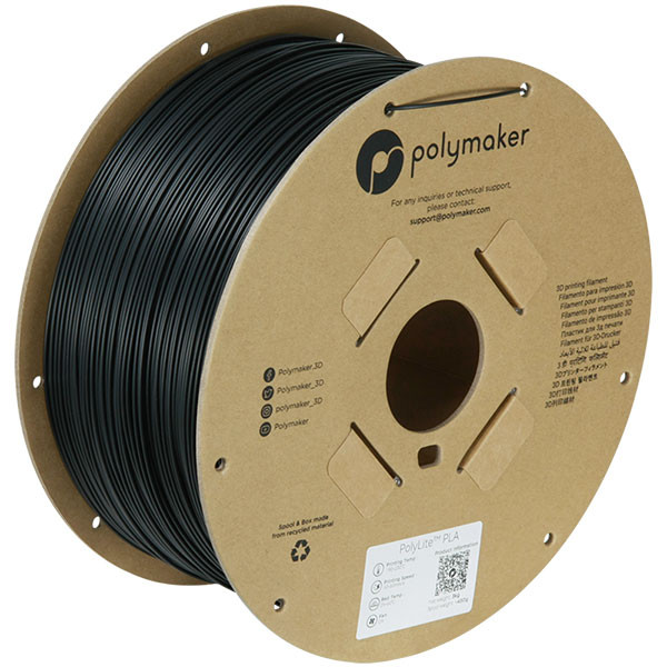 Polymaker PolyLite black PLA filament 1.75mm, 3kg DFP14076 - 1