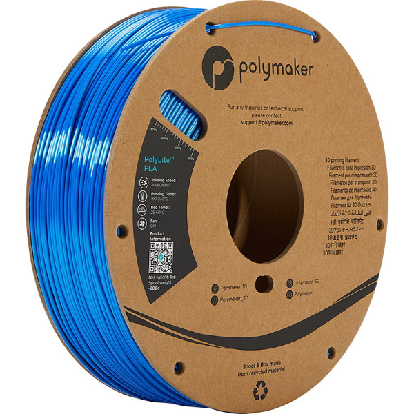 Polymaker PolyLite blue silk PLA filament 1.75mm, 1kg PA03005 DFP14265 - 1
