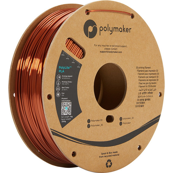 Polymaker PolyLite bronze silk PLA filament 1.75mm, 1kg PA03003 DFP14266 - 1
