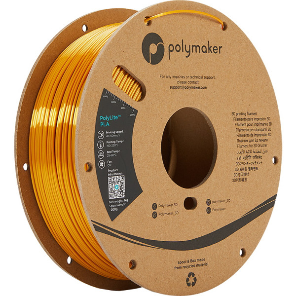 Polymaker PolyLite gold silk PLA filament 1.75mm, 1kg PA03001 DFP14267 - 1