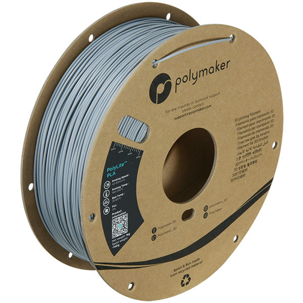 Polymaker PolyLite grey PLA filament 1.75mm, 1kg DFP14064 - 1
