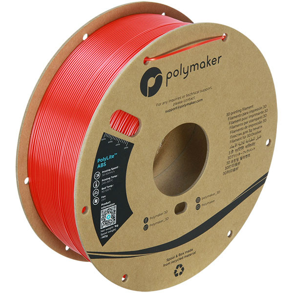Polymaker PolyLite red ABS filament 1.75mm, 1kg DFP14044 - 1