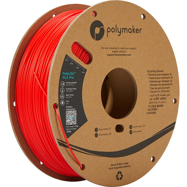 Polymaker PolyLite red PLA Pro filament 1.75mm, 1kg PA07004 DFP14255 - 1