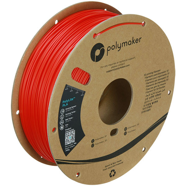Polymaker PolyLite red PLA filament 1.75mm, 1kg DFP14072 - 1