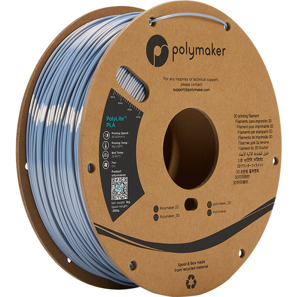 Polymaker PolyLite silver silk PLA filament 1.75mm, 1kg PA03002 DFP14271 - 1