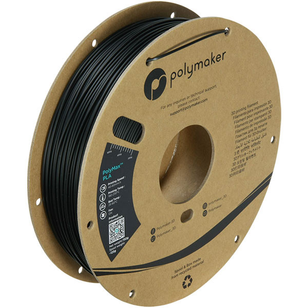 Polymaker PolyMax black PLA filament 1.75mm, 0.75kg DFP14110 - 1