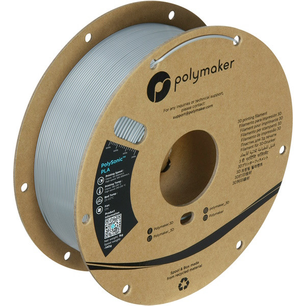 Polymaker PolySonic PLA filament 1.75 mm Gray 1 kg PA12003 DFP14377 - 1