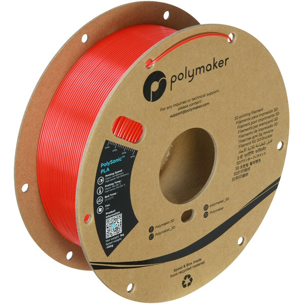 Polymaker PolySonic PLA filament 1.75 mm Red 1 kg PA12005 DFP14379 - 1