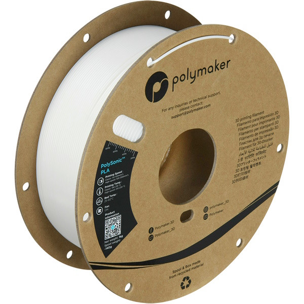Polymaker PolySonic PLA filament 1.75 mm white 1 kg PA12001 DFP14375 - 1