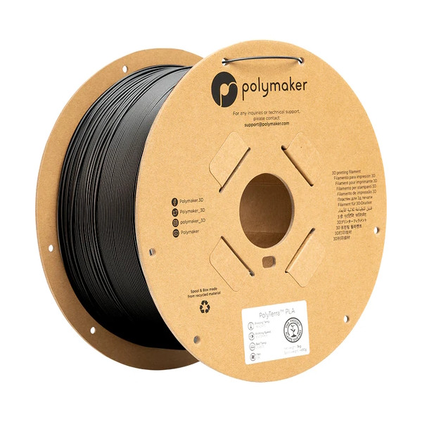 Polymaker PolyTerra PLA filament 1.75mm Charcoal Black 3 kg PA04007 DFP14352 - 1