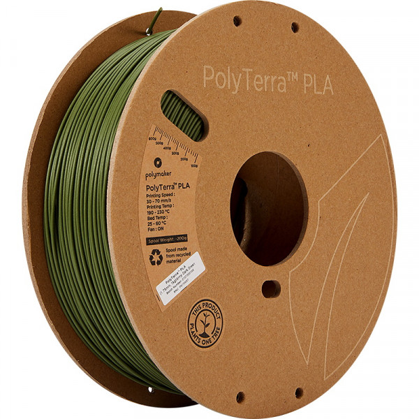 Polymaker PolyTerra army dark green PLA filament 1.75mm, 1kg 70957 DFP14231 - 1