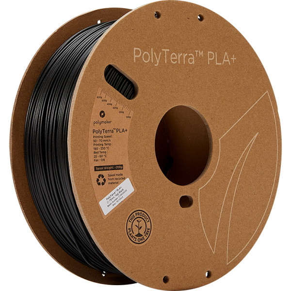 Polymaker PolyTerra black PLA+ filament 1.75mm, 1kg PM70945 DFP14242 - 1