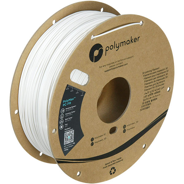 Polymaker Polymax PC-FR filament 1.75mm White 1 kg PC03002 DFP14365 - 1