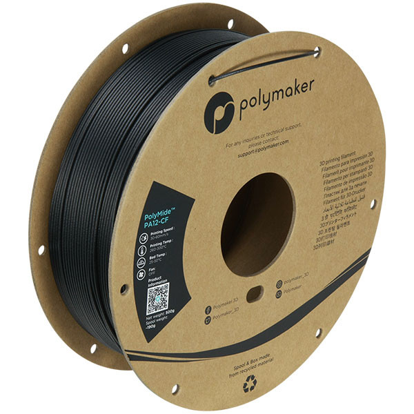 Polymaker Polymide PA12-CF filament 1.75mm Black 0.5 kg PG04001 DFP14287 - 1