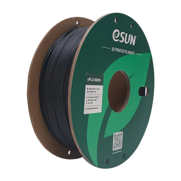 eSun ePLA-Matte filament 1.75 mm Deep Black 1 kg (paper spool)  DFE20249 - 1